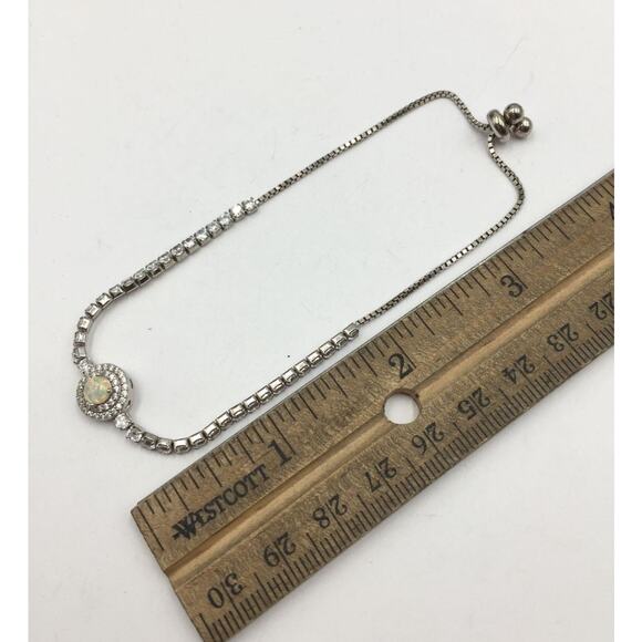 925 Sterling Silver Bracelet with Cubic Zirconia & Opal Elegant - Picture 4 of 6